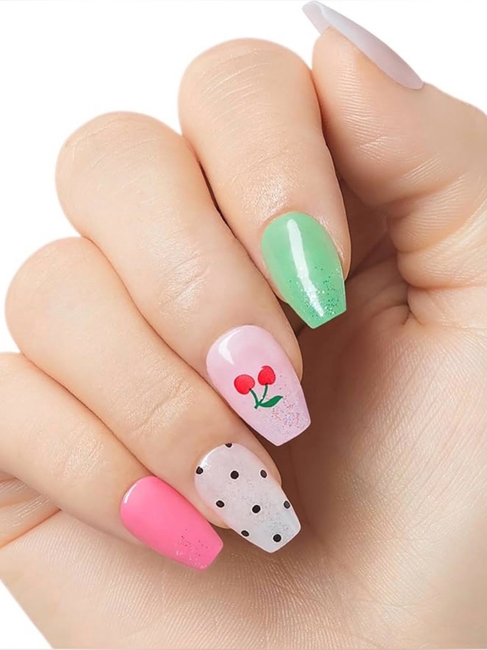 NWT Kiss Gel Fantasy Jelly Press-On Nails - Spring Cherry blossom